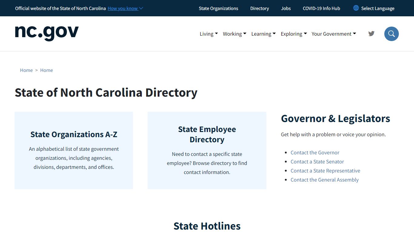 State of North Carolina Directory | nc.gov