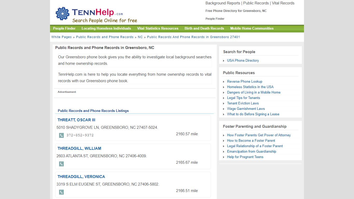 Free Phone Directory for Greensboro, NC - People Finder